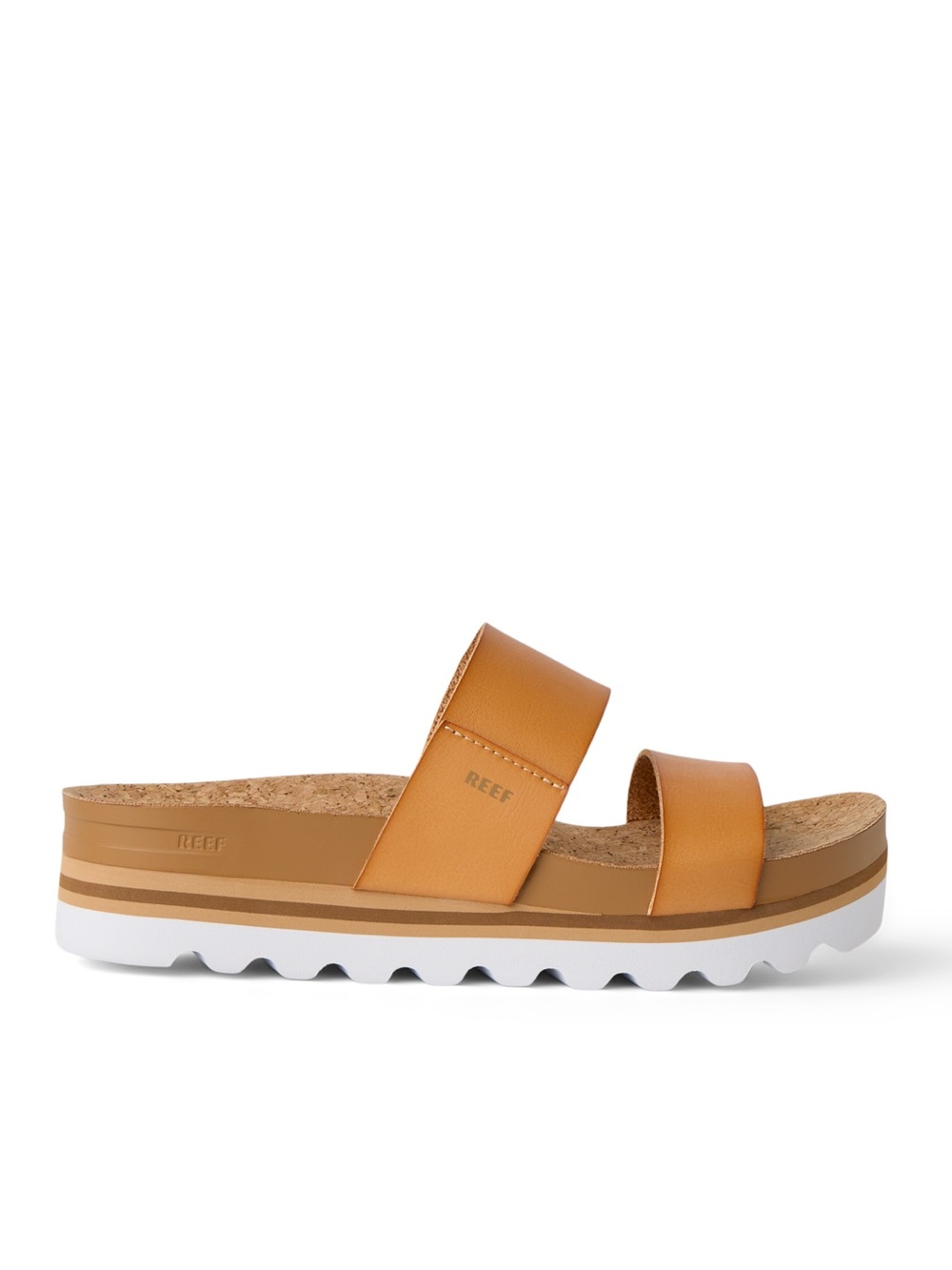 Womens 9 Reef Vista Hi Cushion Slide Sandals Cottagecore Summer Vegan Leather